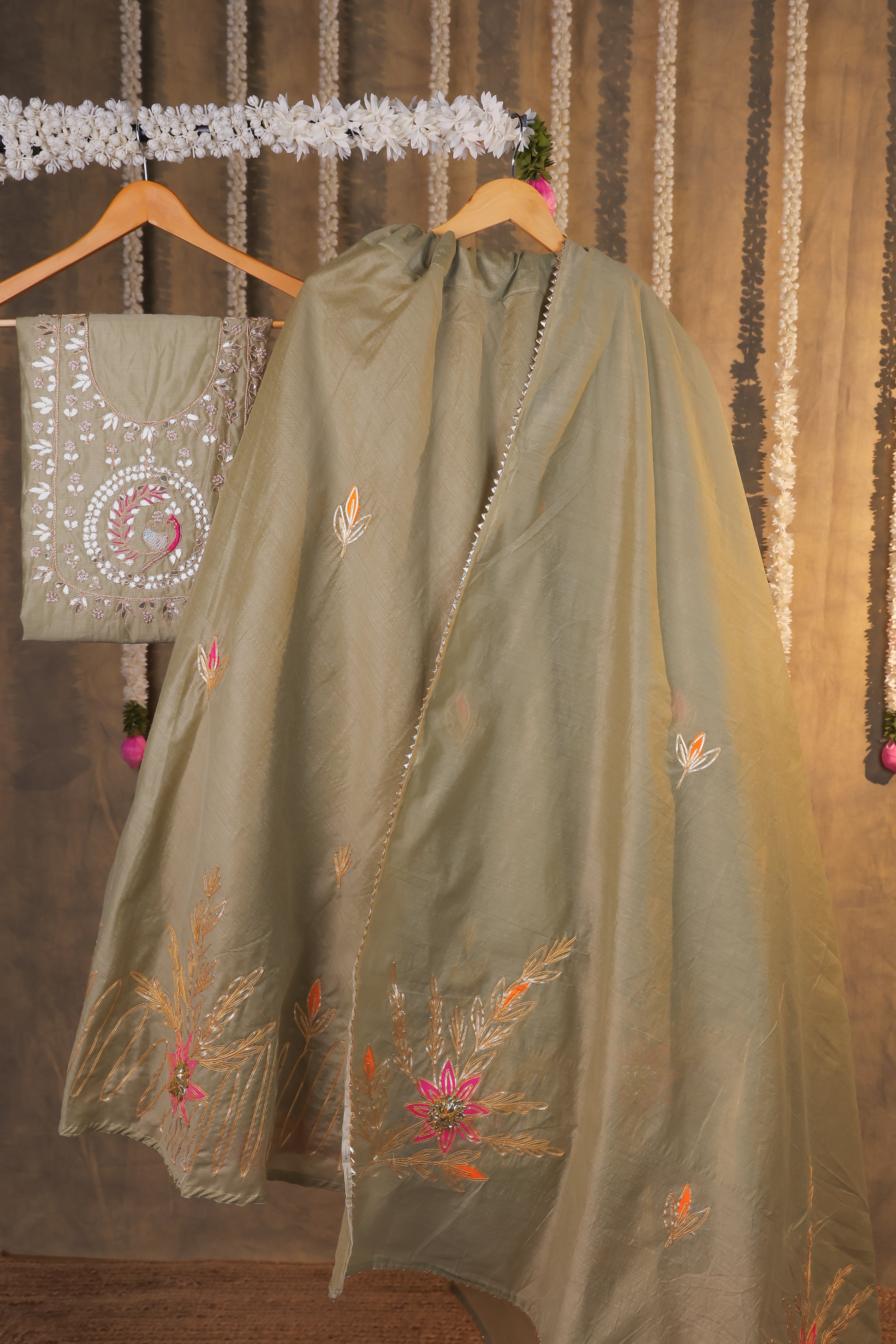 Pistachio Glow Semi-Stitched Lehenga Set