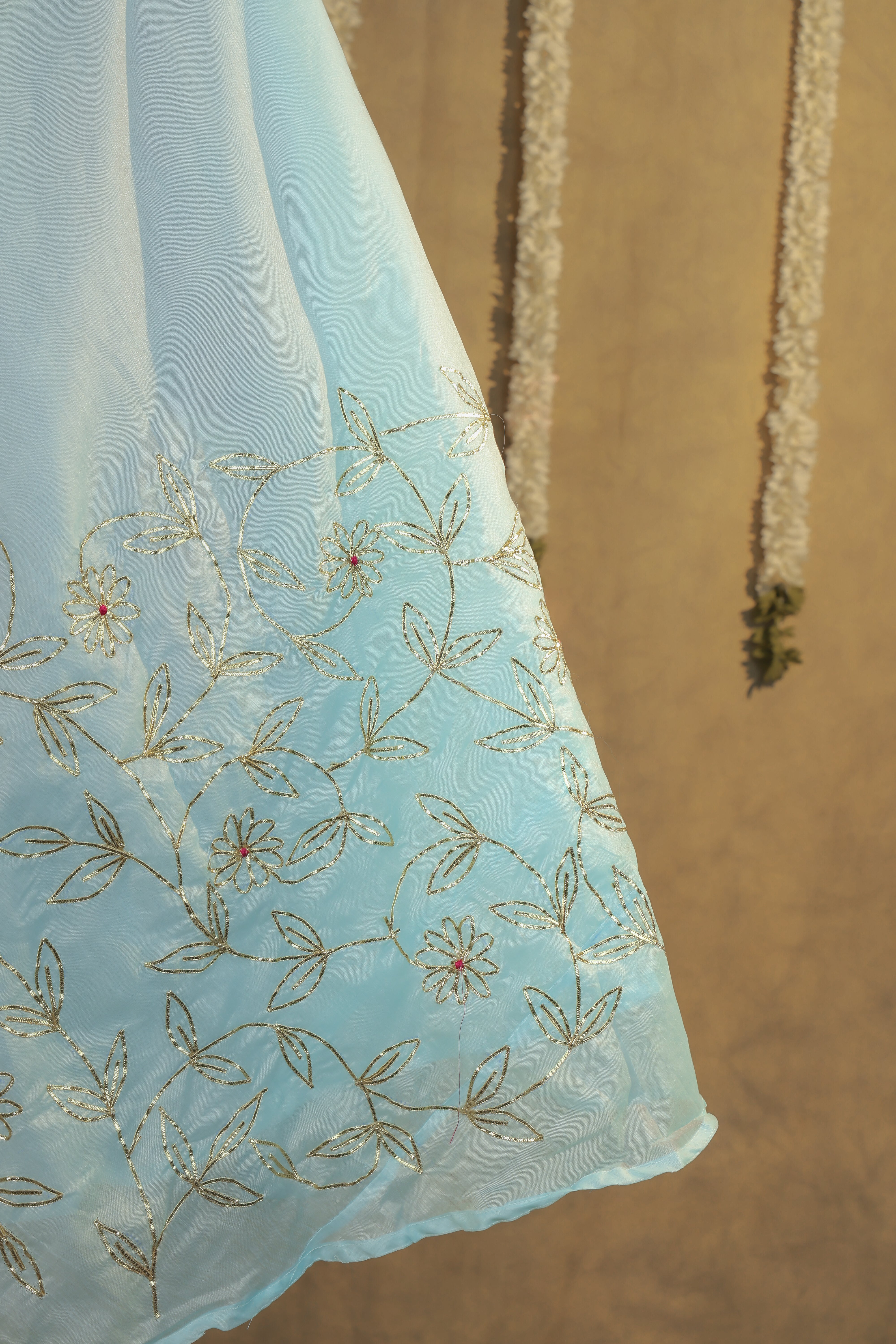 Ethereal Sky Semi-Stitched Lehenga Set