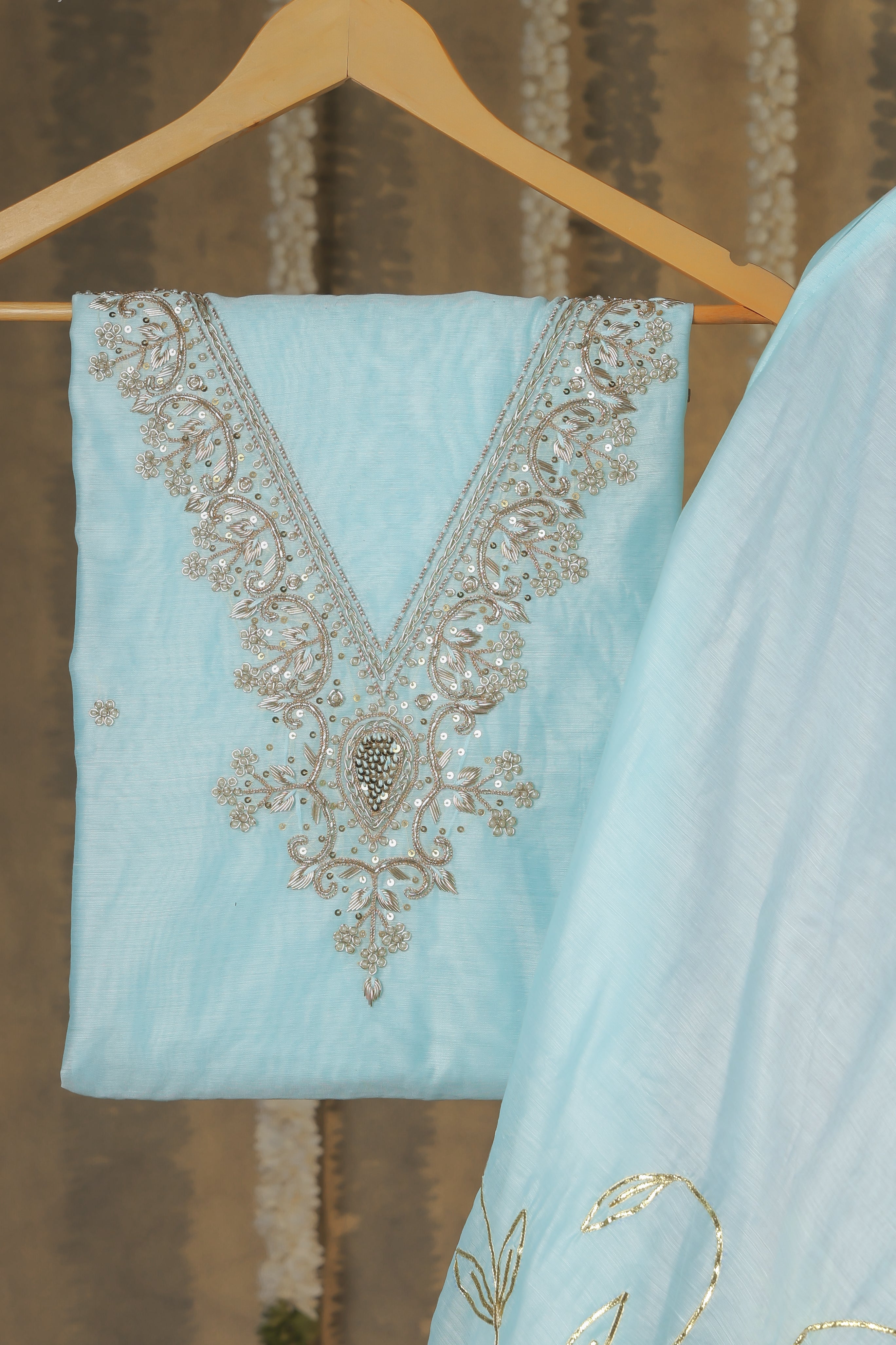 Ethereal Sky Semi-Stitched Lehenga Set
