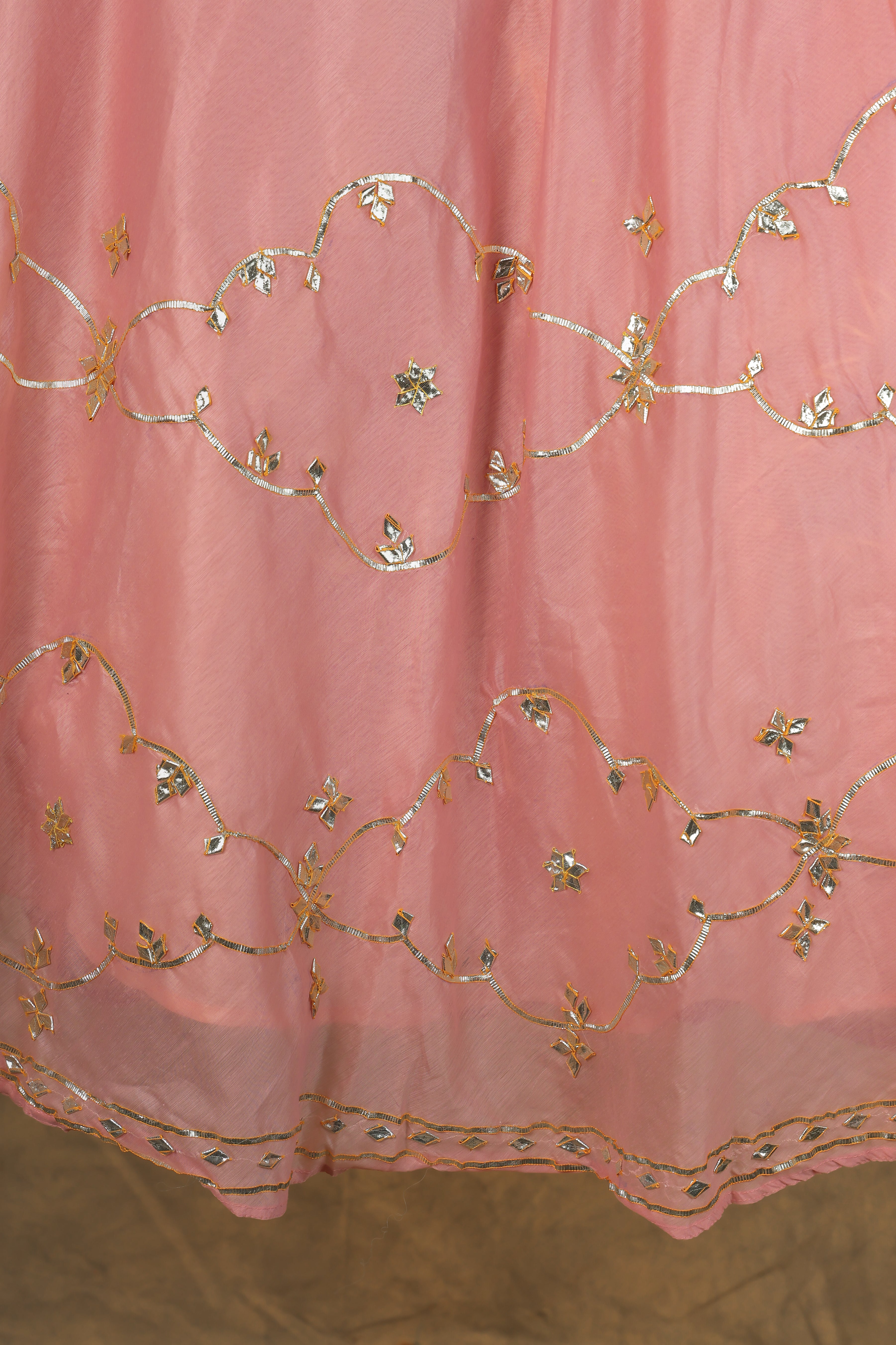 Dusky Rose Pink Semi-Stitched Lehenga Set