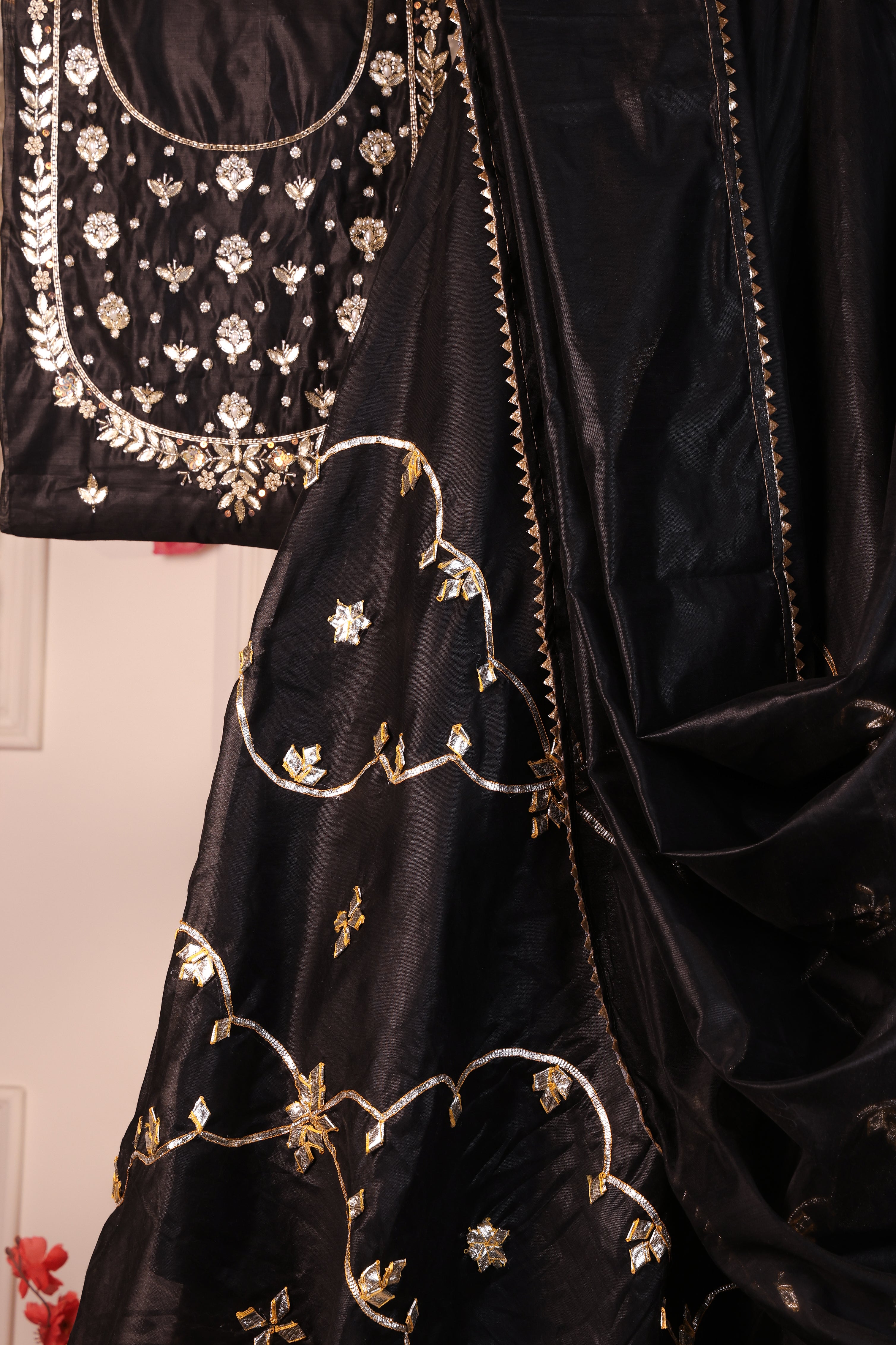 Obsidian Noir Black Semi-Stitched Lehenga Set