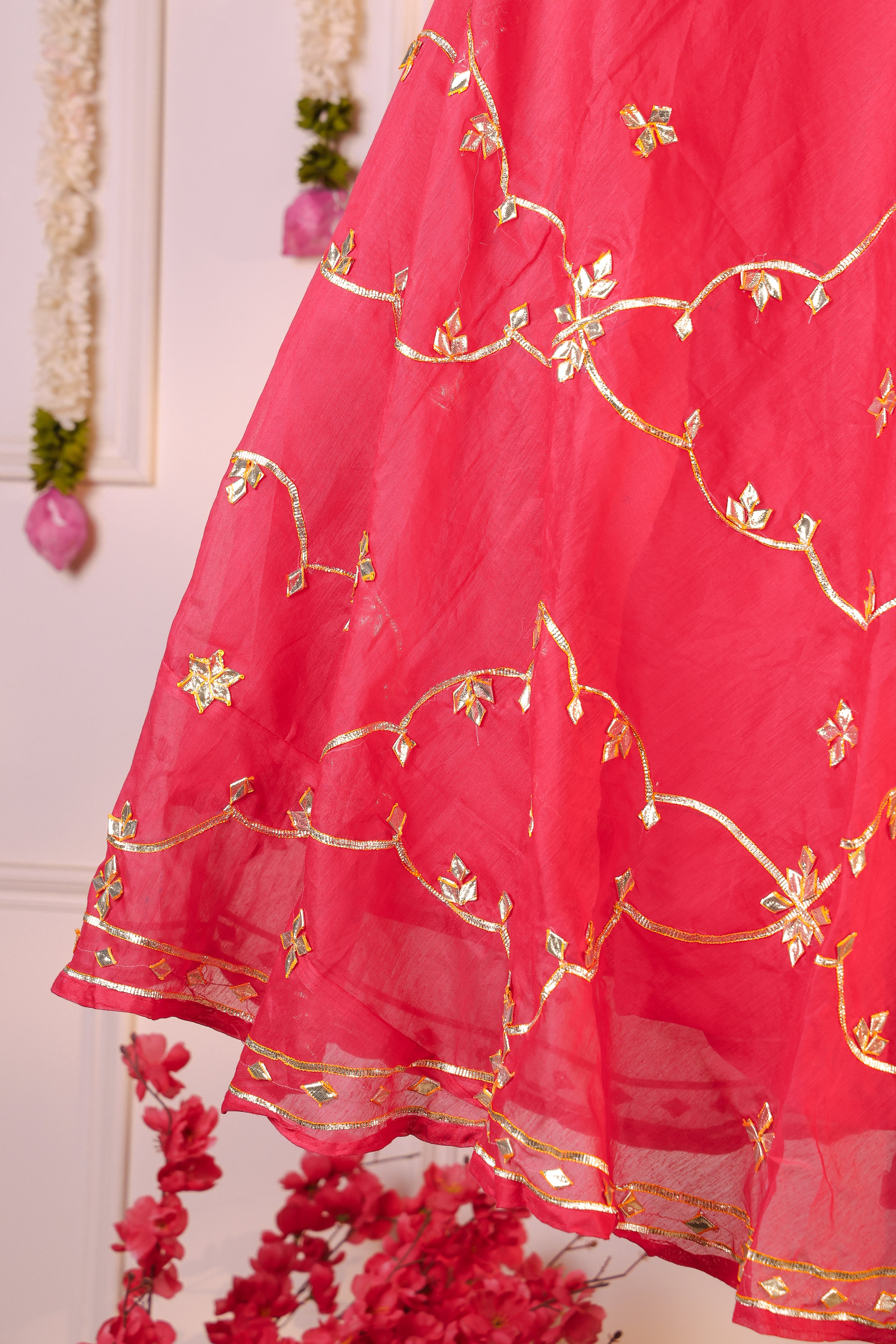 Gulabi Grandeur Semi-Stitched Lehenga Set