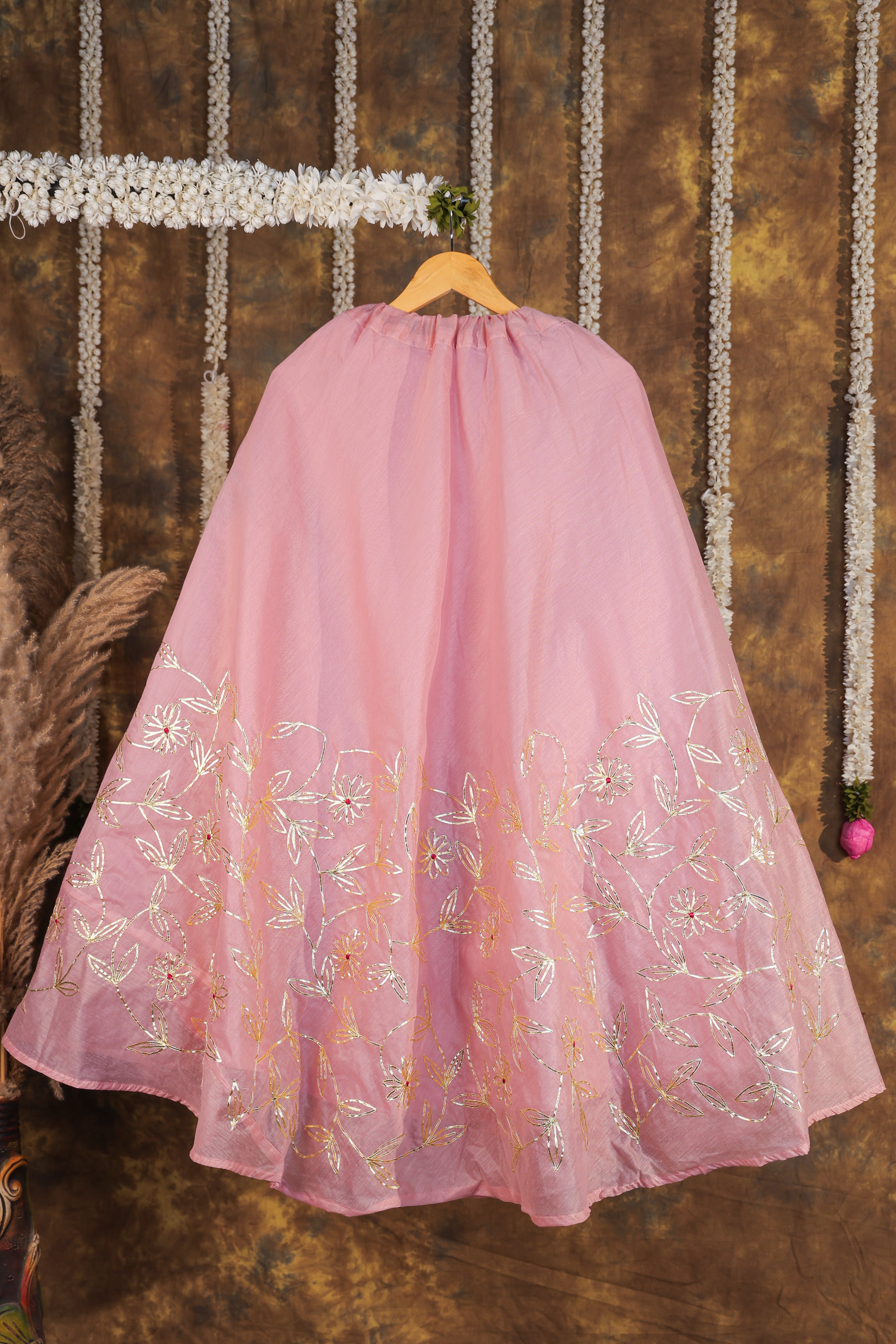 Royal Rosewood Pink Semi-Stitched Lehenga Set