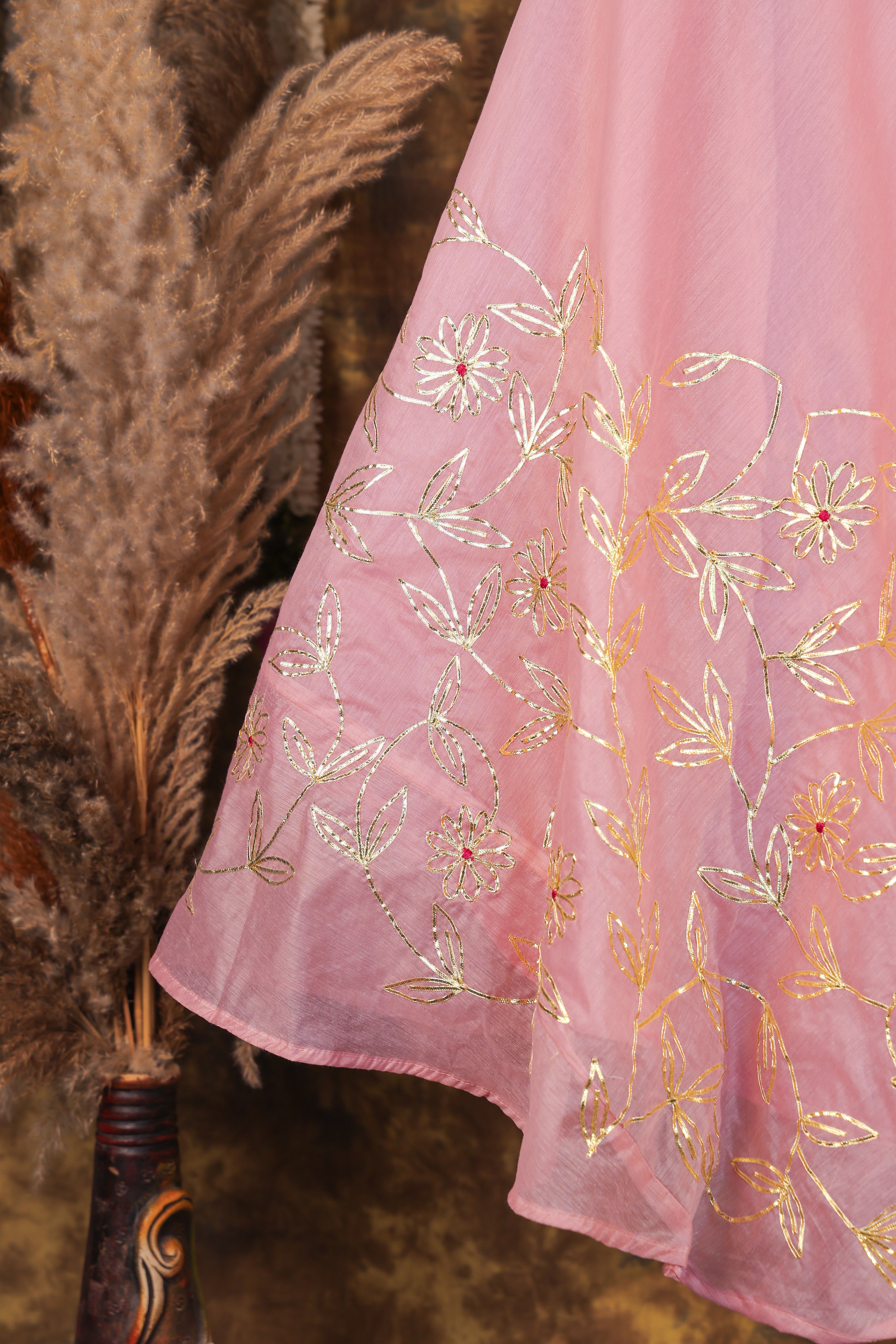 Royal Rosewood Pink Semi-Stitched Lehenga Set