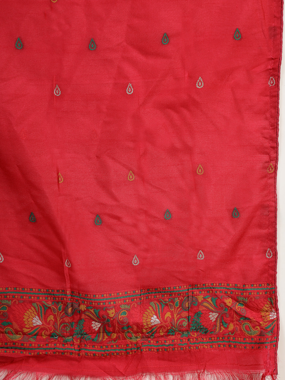 Crimson Red Organza Silk Saree
