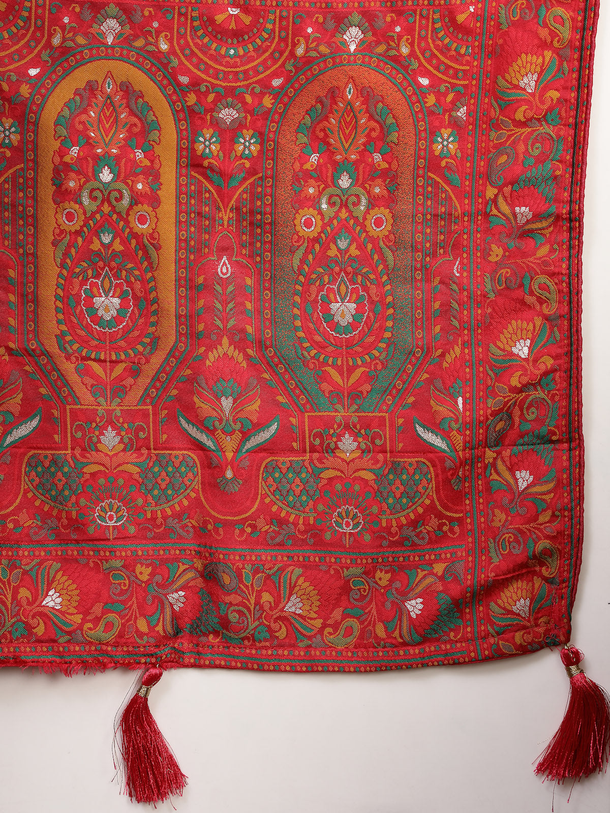 Crimson Red Organza Silk Saree