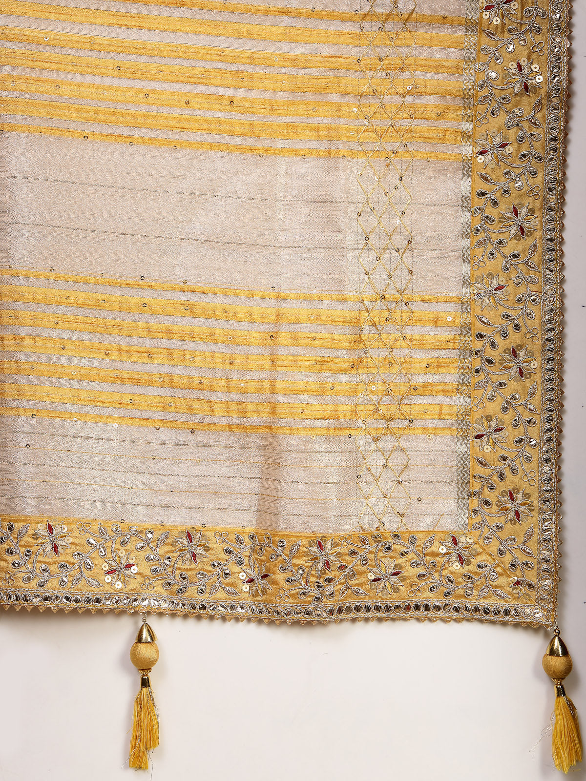 Golden Yellow Organza Silk Saree