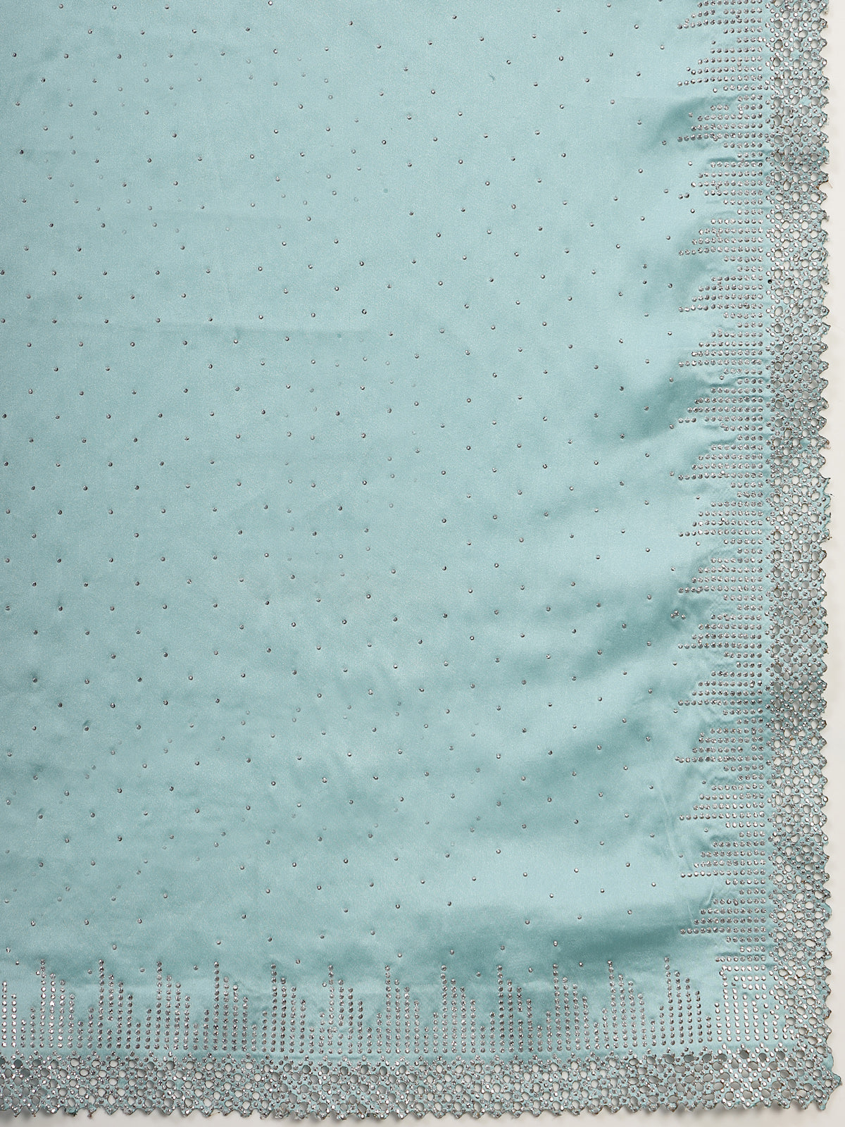 Sky Blue Satin Saree with Silver Border