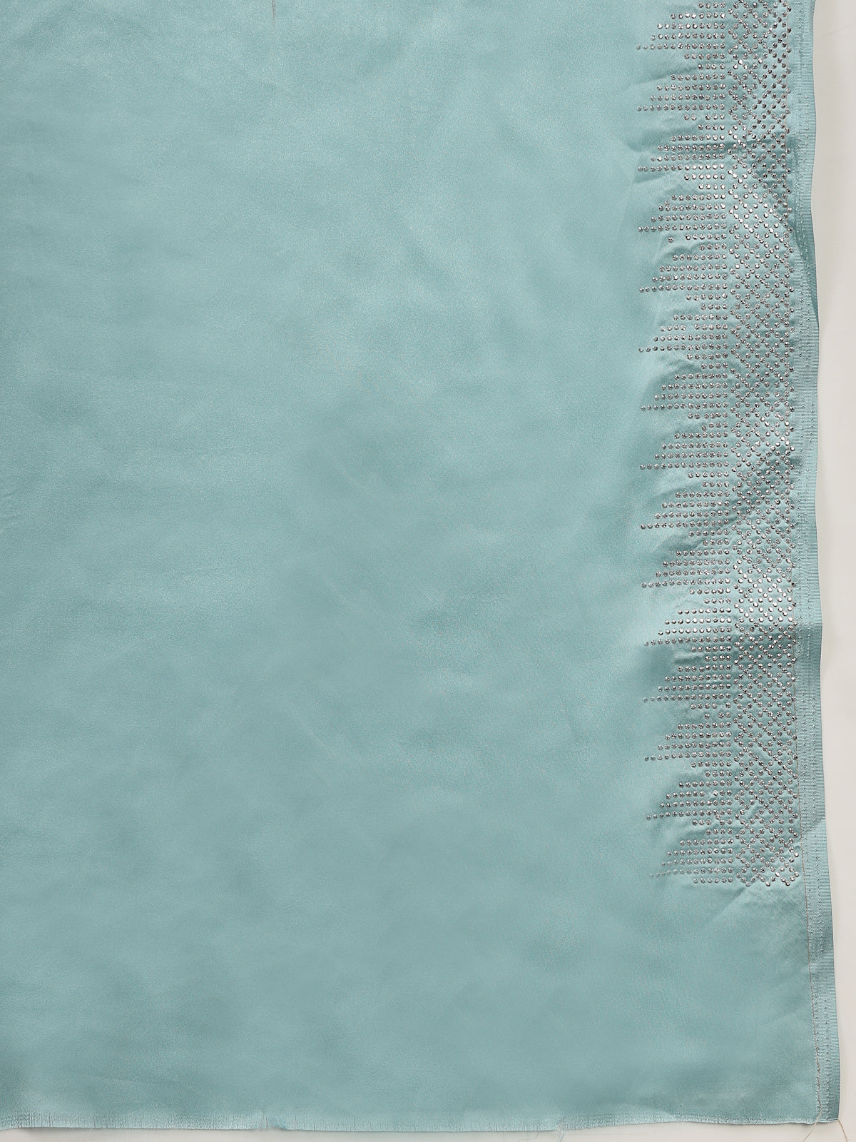 Sky Blue Satin Saree with Silver Border