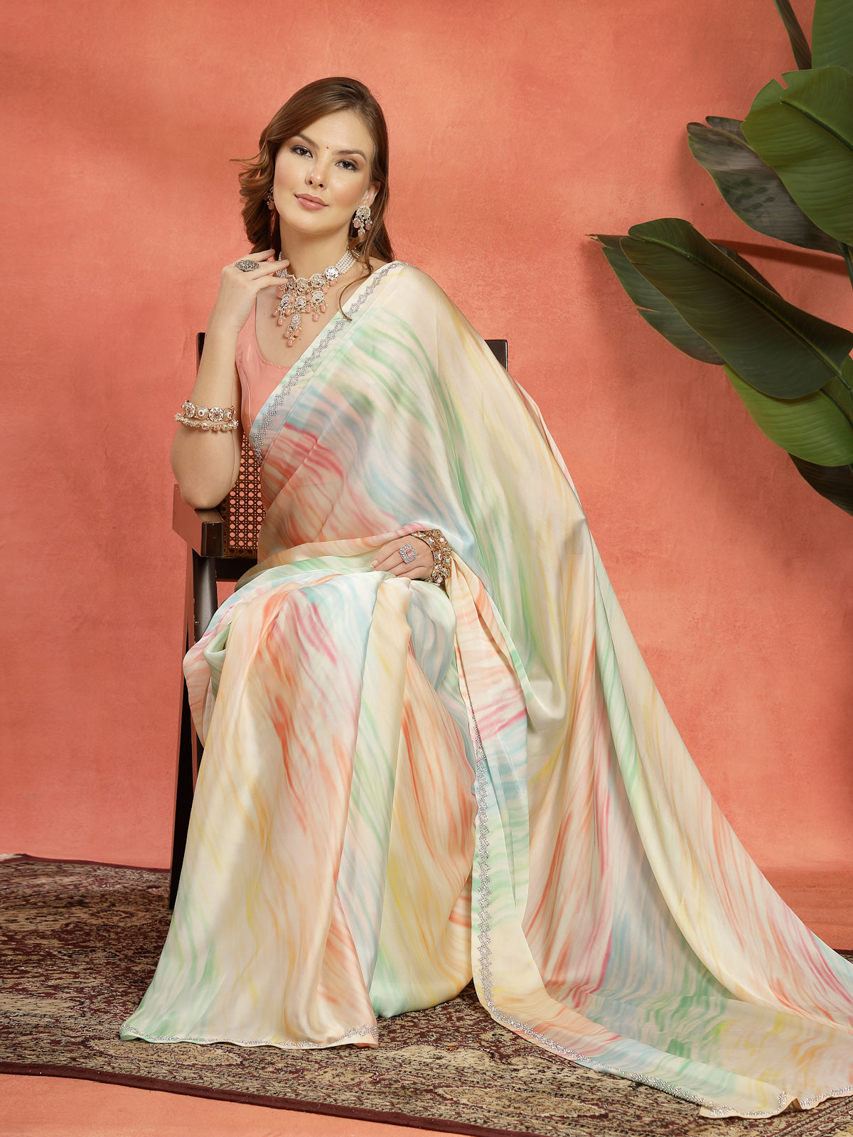 Multi Color Organza Saree With Rich Border