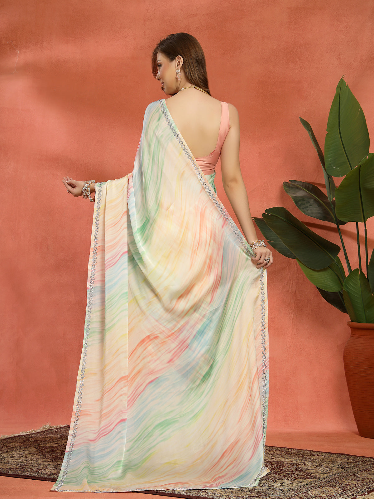 Multi Color Organza Saree With Rich Border