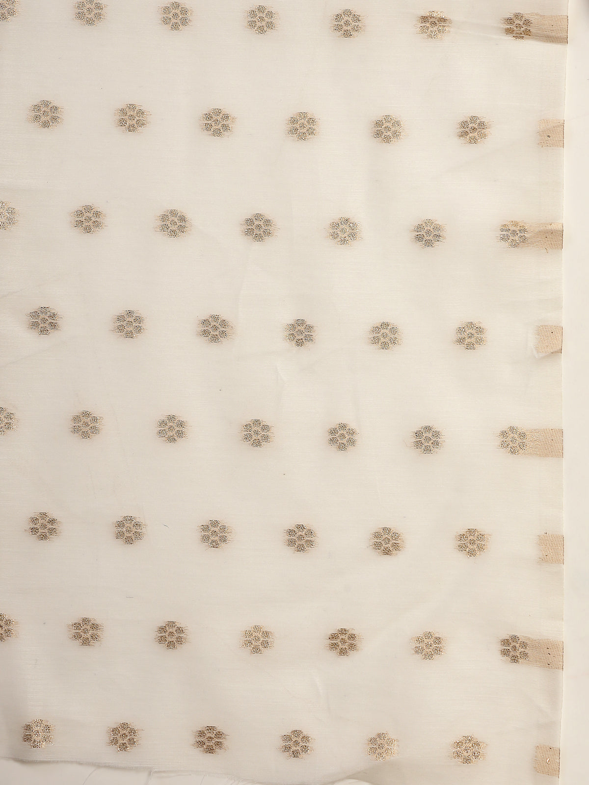 Off-White with Multicolor Floral Print Textured Border Organza Saree