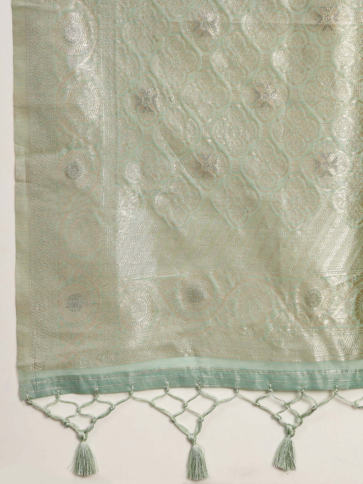 Mint Green Handwoven Satin Silk Saree