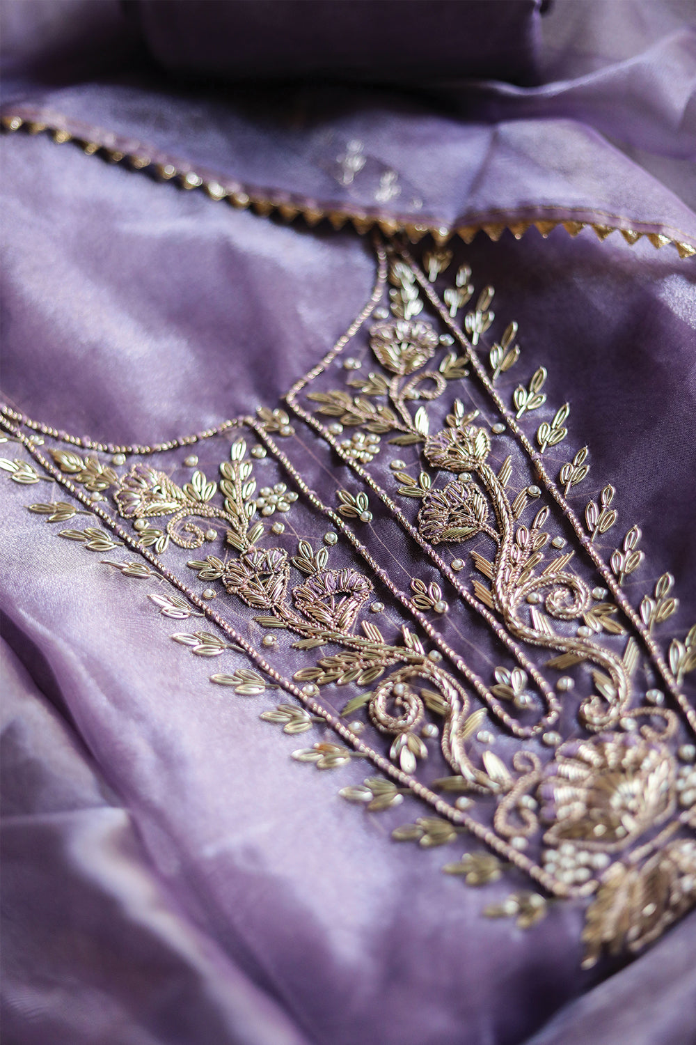 Lavender Unstitch Suit with Handcrafted Heavy Zardozi Work